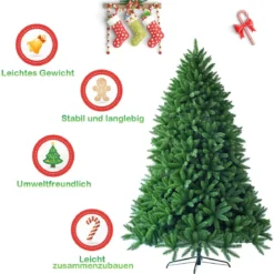 180 cm Künstlicher Weihnachtsbaum Christbaum PVC Nadeln Kunstbaum Grün