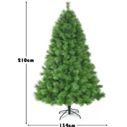 210 cm Künstlicher Weihnachtsbaum Tannenbaum mit Metallständer Weihnachten Grün