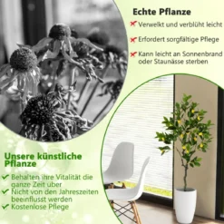 120 cm Künstlicher Zitronenbaum mit Topf & 18 Zitronen Limonenbaum Kunstpflanze Zitruspflanze