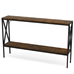 120 cm Konsolentisch Eingangstisch schmal Sofatisch mit geometrischem Metallrahmen