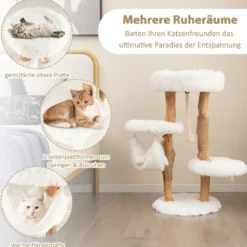 87 cm Kratzbaum aus Massivholz mehrschichtiges Katzenaktivitätszentrum