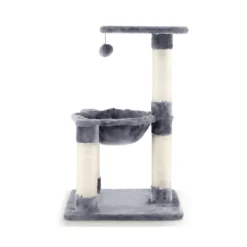 64cm Kratzbaum Aussichtsplatz Hängematte Sisal Kratzstämme Ball Kletterplattformen Grau