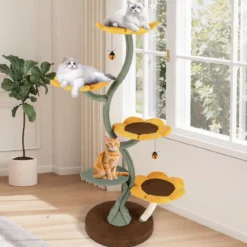 175 cm Kratzbaum mit 5 Blumenförmigen & Blattförmigen Plattformen Katzenbaum