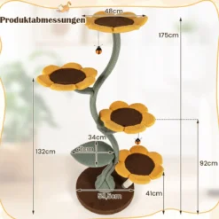 175 cm Kratzbaum mit 5 Blumenförmigen & Blattförmigen Plattformen Katzenbaum
