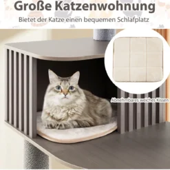 171 cm Kratzbaum mit Katzenhöhle & Sisal-Kratzbrett Katzenbaum Katzenkratzbaum Grau