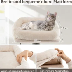 171 cm Kratzbaum mit Katzenhöhle & Sisal-Kratzbrett Katzenbaum Katzenkratzbaum Grau