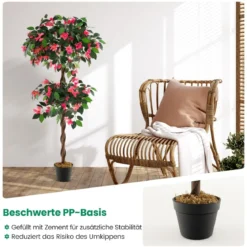 150 cm Kunstbaum im Topf mit 252 Blüten & Natürlichen Blättern & Stamm Bougainvillee