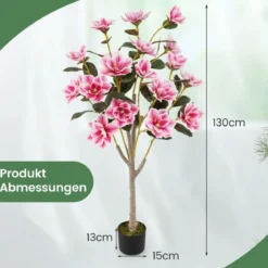 90 cm Kunstbaum mit Blüten Künstlicher Magnolienbaum Kunstpflanze im Topf Kamelienpflanze