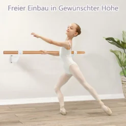 120 cm Lange Ballettstange aus Holz inkl. Wandabstand Wandmontage Tanzstange Natur