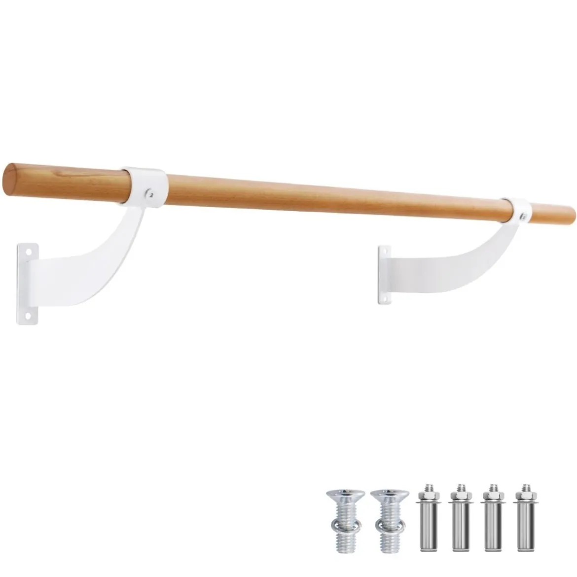 120 cm Lange Ballettstange aus Holz inkl. Wandabstand Wandmontage Tanzstange Natur