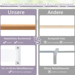 120 cm Lange Ballettstange aus Holz inkl. Wandabstand Wandmontage Tanzstange Natur