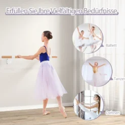 120 cm Lange Ballettstange aus Holz inkl. Wandabstand Wandmontage Tanzstange Natur