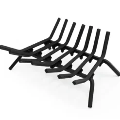 46 cm langer Kaminrost robuster Kaminholzhalter aus Schmiedeeisen mit dicken Eisenstangen 46 x 38 x 20 cm Schwarz