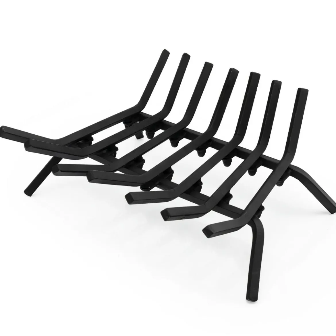 46 cm langer Kaminrost robuster Kaminholzhalter aus Schmiedeeisen mit dicken Eisenstangen 46 x 38 x 20 cm Schwarz