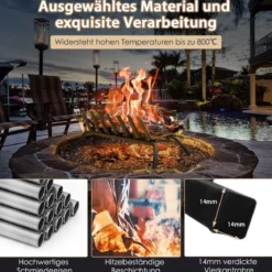 46 cm langer Kaminrost robuster Kaminholzhalter aus Schmiedeeisen mit dicken Eisenstangen 46 x 38 x 20 cm Schwarz