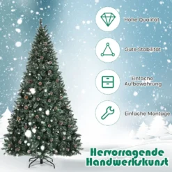 180 cm Langer Künstlicher Weihnachtsbaum Verschneiter Festtagsbaum mit 1000 Zweigspitzen