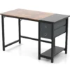 120 cm Langer Schreibtisch mit 2 Schubladen & Kopfhörerhaken & Ablagefach Computertisch