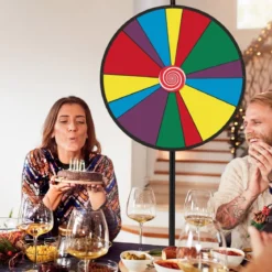 76 cm langes Gewinnspielrad höhenverstellbares Lotterierad mit Ständer beschreibbares Glücksrad