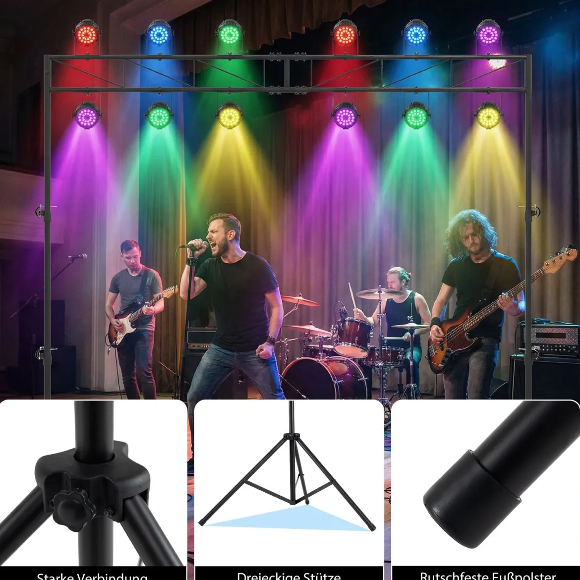 360 cm langes Lichtstativ mit Quertraverse Höhenverstellbarem DJ-Lampenstativ 140–265 cm