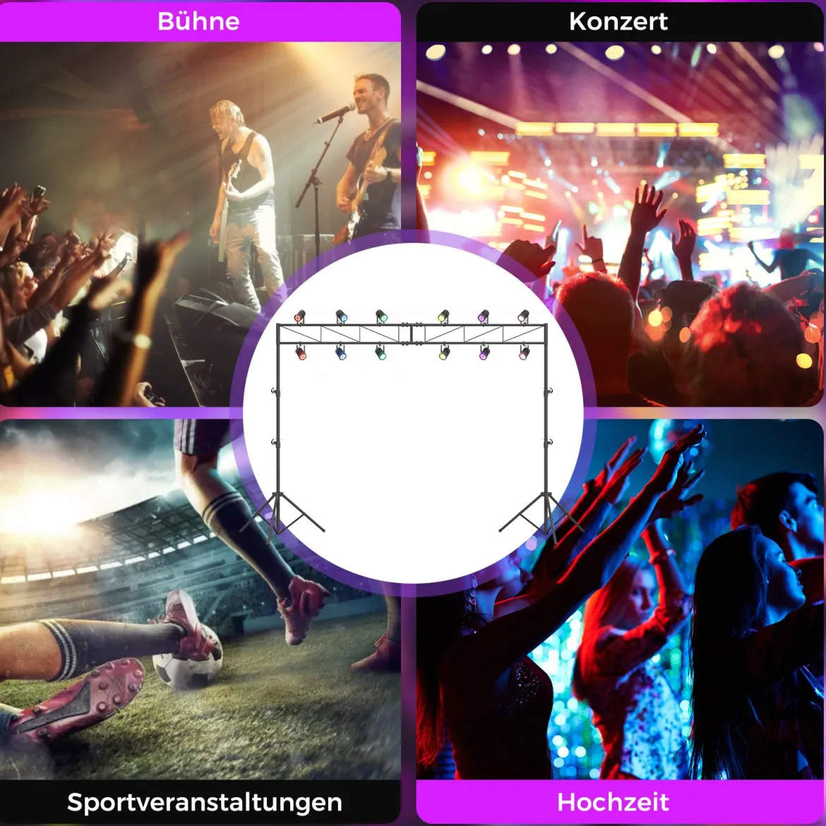 360 cm langes Lichtstativ mit Quertraverse Höhenverstellbarem DJ-Lampenstativ 140–265 cm