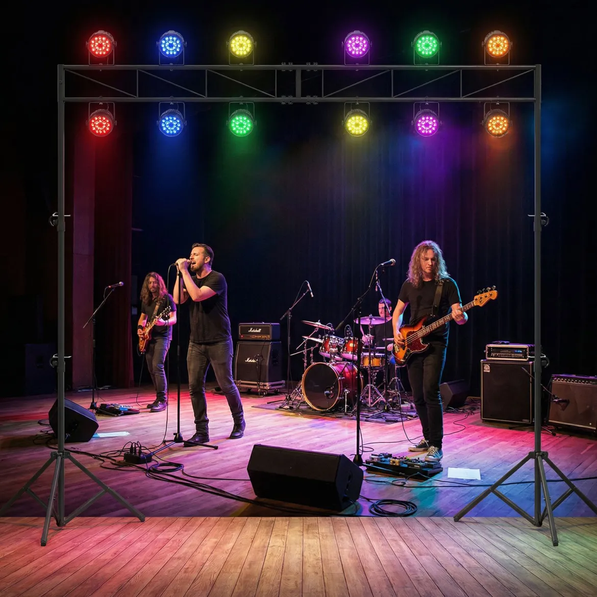 360 cm langes Lichtstativ mit Quertraverse Höhenverstellbarem DJ-Lampenstativ 140–265 cm