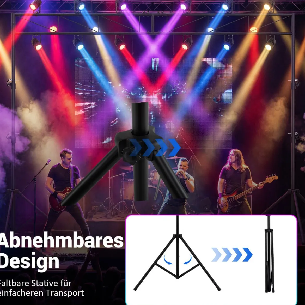 360 cm langes Lichtstativ mit Quertraverse Höhenverstellbarem DJ-Lampenstativ 140–265 cm