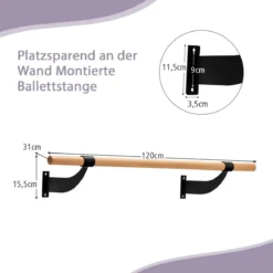 120 cm lange Tanzstange Wandmontierte Ballettstange Ballettausrüstung Fitnessstange mit fester Höhe