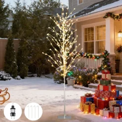 186 cm LED Lichterbaum Birkenbaum mit warmweißen LED-Leuchten künstlicher Weihnachtsbaum