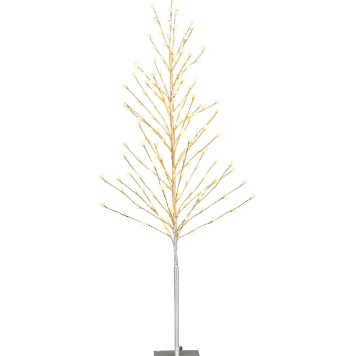 155 cm LED Lichterbaum mit Warmweißen LED-Leuchten & Metallständer Birkenbaum Silber