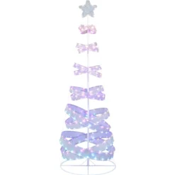 210 cm LED Spiral Weihnachtsbaum aus Polyester Metall mit 341 LEDs & 34 Lichtmodi & Stern
