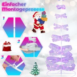 210 cm LED Spiral Weihnachtsbaum aus Polyester Metall mit 341 LEDs & 34 Lichtmodi & Stern