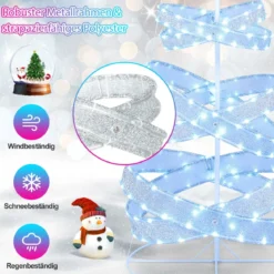 210 cm LED Spiral Weihnachtsbaum aus Polyester Metall mit 341 LEDs & 34 Lichtmodi & Stern