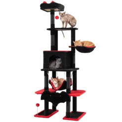 178 cm Mehrstöckiger Kratzbaum im Gothic Design mit Katzenhöhle 50 x 73 x 178 cm für Katzen