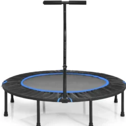 Ø 120 cm Mini Trampolin faltbar mit höhenverstellbarem Griff Blau + Schwarz