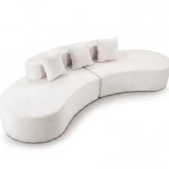 303,5 cm Modulares Sofa aus Cord Geschwungenes Couch mit 3 Kissen Boneless Ecksofa