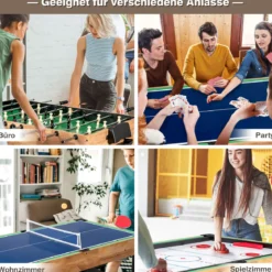 1055 cm Multifunktionstisch 10-in-1 Kombi-Spieltisch mit Tischfußball Hockey Tischtennis Billard