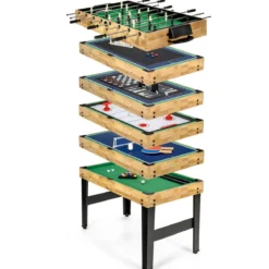 1055 cm Multifunktionstisch 10-in-1 Kombi-Spieltisch mit Tischfußball Hockey Tischtennis Billard
