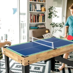 1055 cm Multifunktionstisch 10-in-1 Kombi-Spieltisch mit Tischfußball Hockey Tischtennis Billard