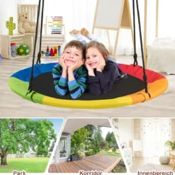 φ100 cm Nestschaukel mit Hängegurte Schaukel bis 300 kg belastbar Outdoor Gartenschaukel Bunt