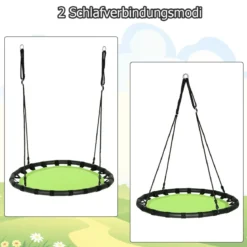 Ø100cm Nestschaukel Rundschaukel 100-160cm verstellbaren Seil Kinderschaukel 150kg Tragkraft Hängeschaukel grün