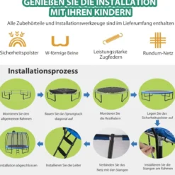 φ333cm Outdoor Trampolin mit Leiter & Basketball & Sicherheitsnetz & Randabdeckung