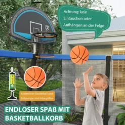 φ333cm Outdoor Trampolin mit Leiter & Basketball & Sicherheitsnetz & Randabdeckung