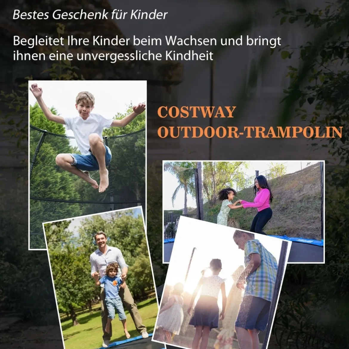 φ333cm Outdoor Trampolin mit Leiter & Basketball & Sicherheitsnetz & Randabdeckung