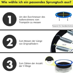 φ 366 cm PP Trampolin Sprungtuch Trampolinsprungtuch Sprungmatte Trampolinzubehör Schwarz