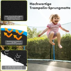 φ 366 cm PP Trampolin Sprungtuch Trampolinsprungtuch Sprungmatte Trampolinzubehör Schwarz