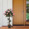 93 cm Rosenbaum mit 21 Kiefernrosen & Natürlicher Stamm Kunstbaum mit Blüten