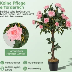 93 cm Rosenbaum mit 21 Kiefernrosen & Natürlicher Stamm Kunstbaum mit Blüten