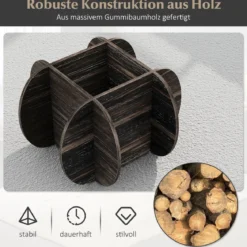 φ89cm Runder Couchtisch mit Gehärteter Glasplatte & Massivholz-Basis Moderner Sofatisch