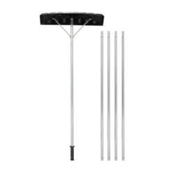 148-608 cm Schneeschaufel aus Aluminium mit rutschfestem Griff & Kunststoffklinge Silber