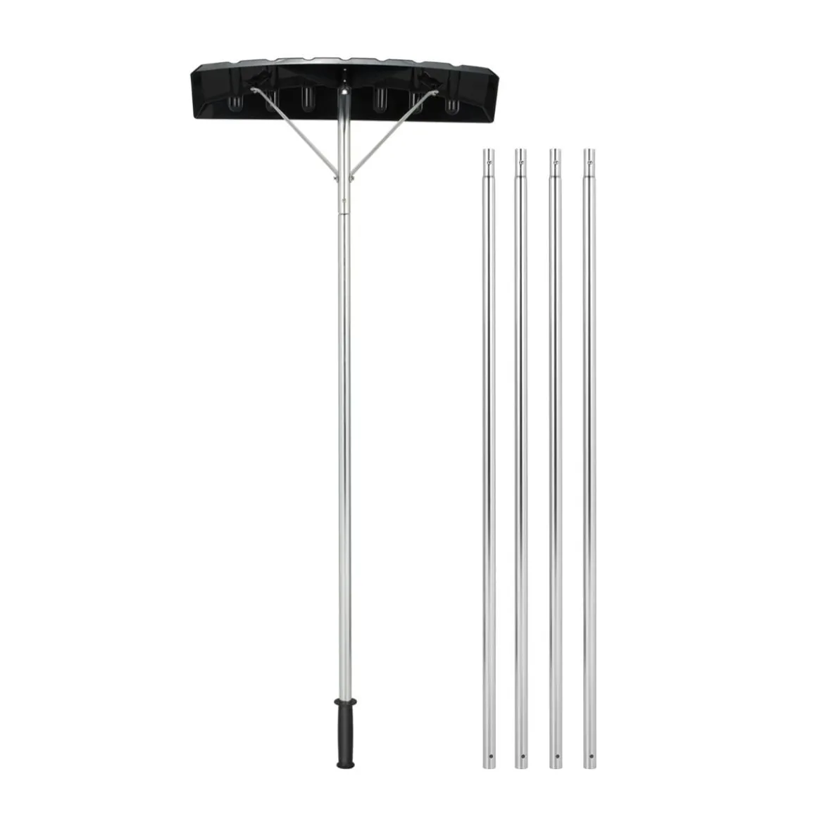 148-608 cm Schneeschaufel aus Aluminium mit rutschfestem Griff & Kunststoffklinge Silber